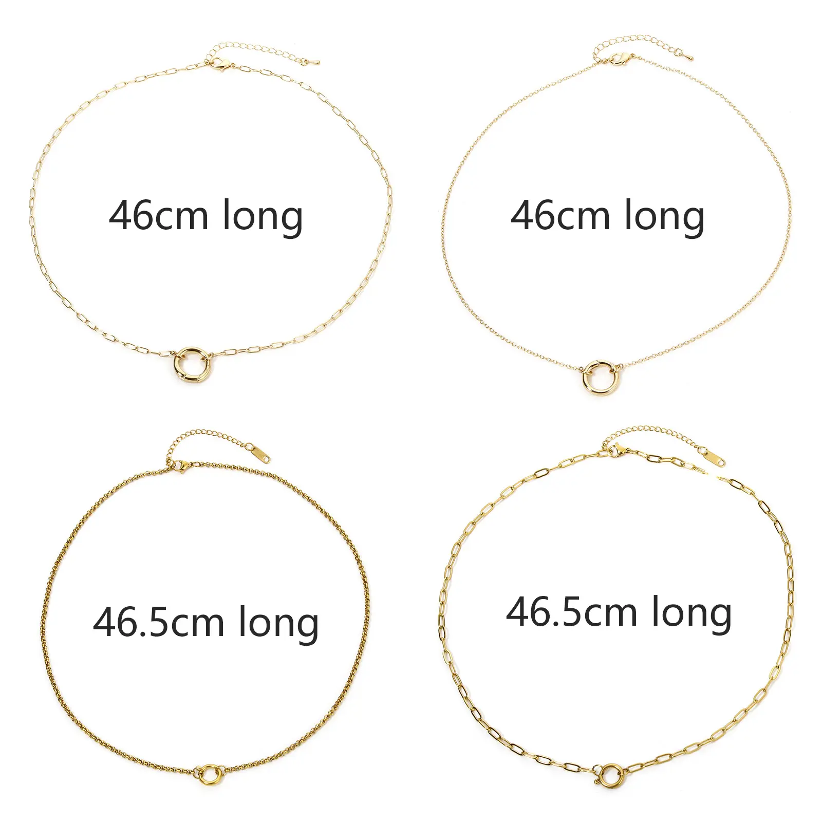 Fashion 304 Stainless Steel Necklace For DIY Jewelry Making Gold Plated With Spring Ring Clasp Necklace Gift, 1PC