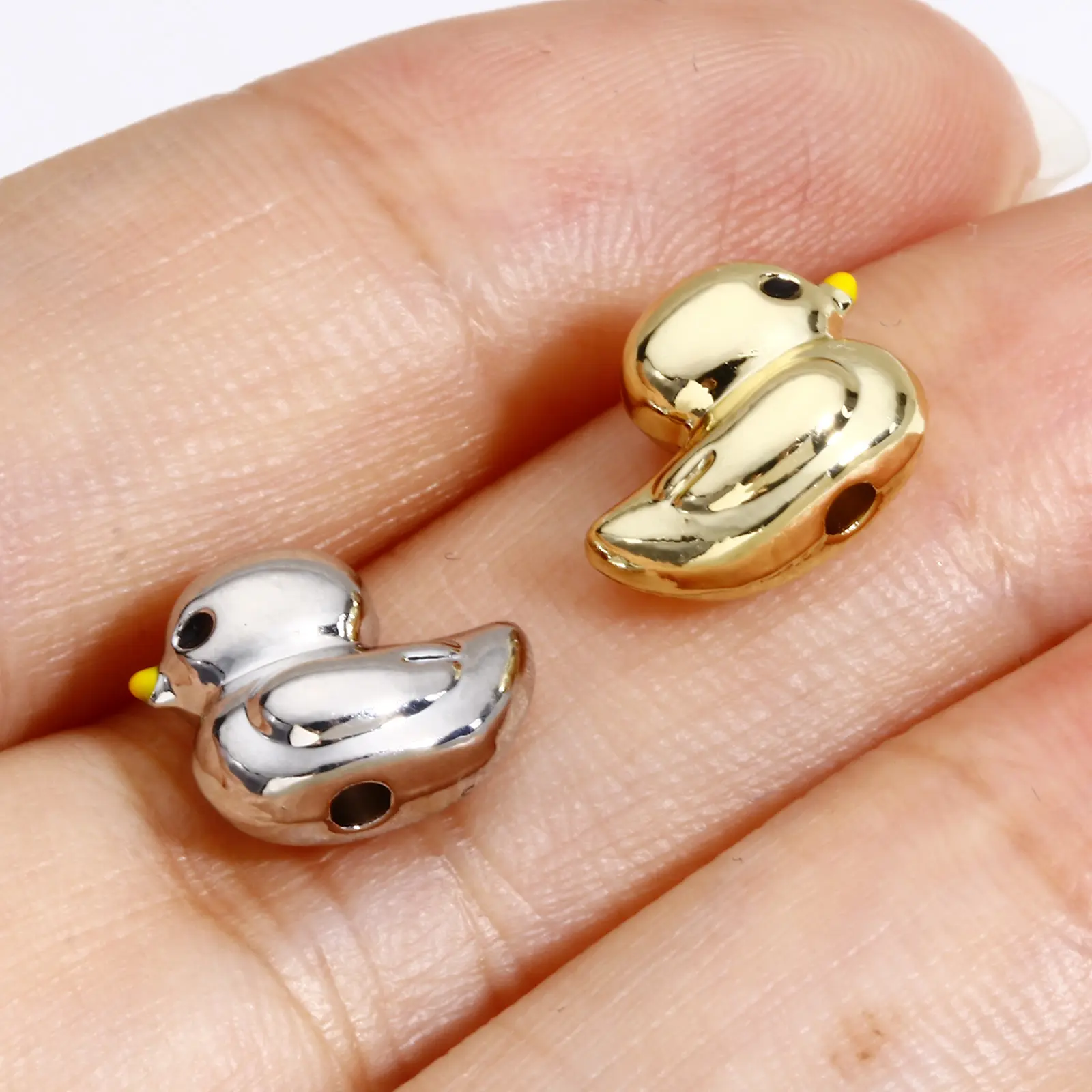10 Piece Zinc Based Alloy Spacer Beads For DIY Jewelry Making Multicolor Duck Animal 3D About 11mm x 9mm, Hole: Approx 1.5mm