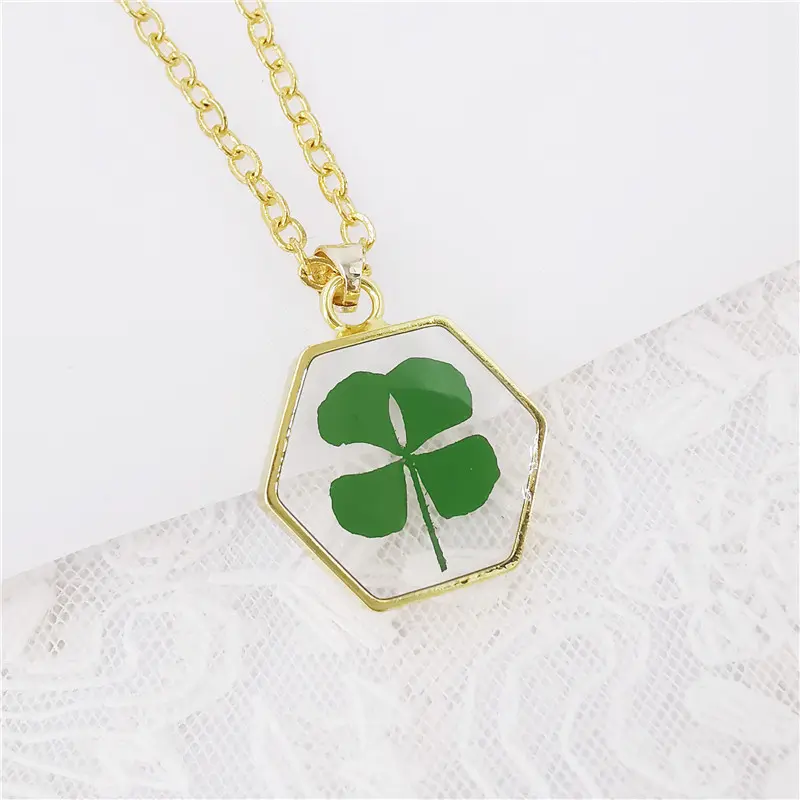 1Piec Natural Plant Resin Dried Flower Pendants Necklace Handmade Jewelry Real Flower Geometric Necklace For Women 45cm long