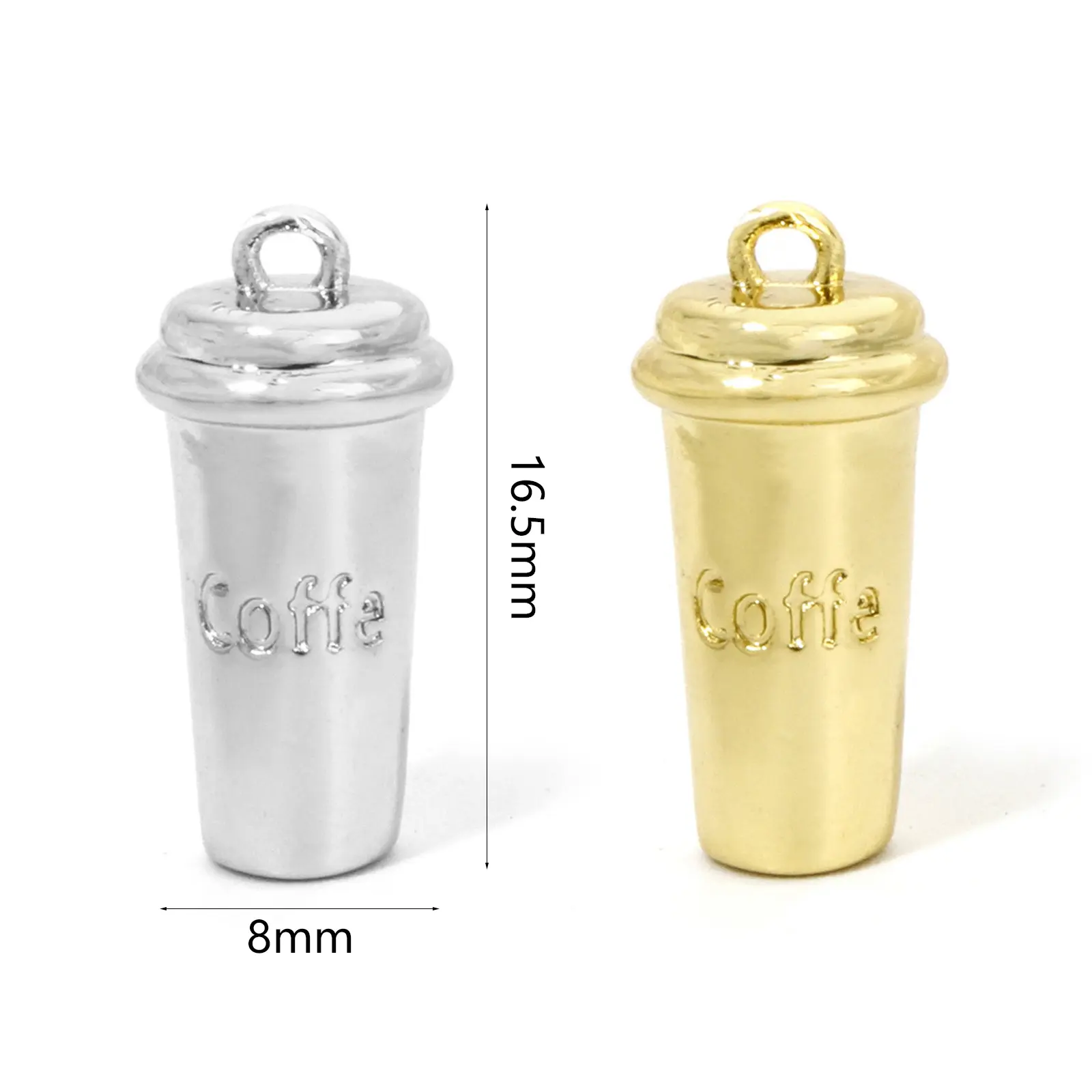 1 Piece Brass Charms Multicolor Cup Coffe Message " Coffe " 3D Pendants For DIY Necklace Jewelry Making 16.5mm x 8mm