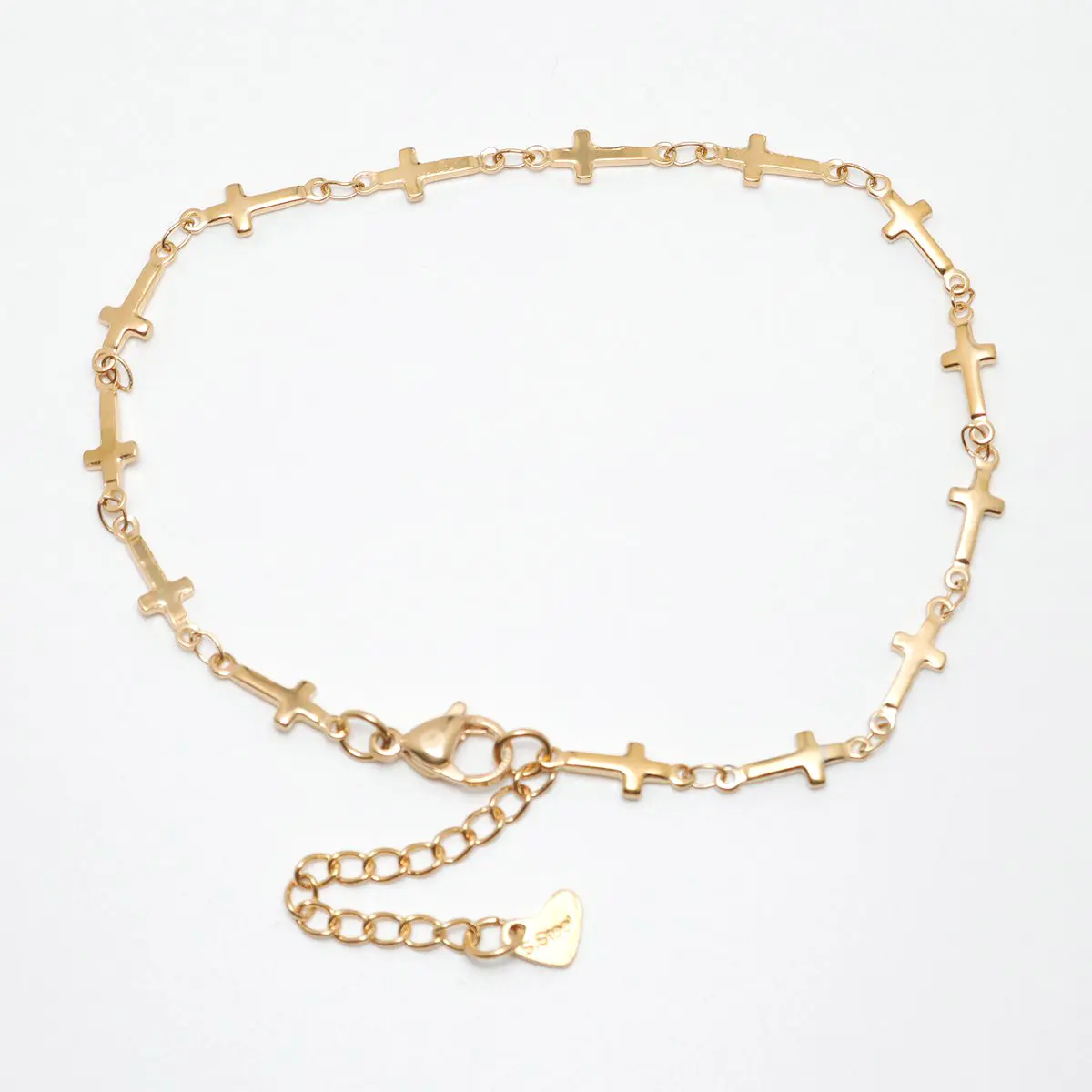 304 Stainless Steel Link Cable Chain Anklet Star Heart Cross Charms Anklet Bracelet On Foot Women Jewelry 22cm Long, 1 Piece