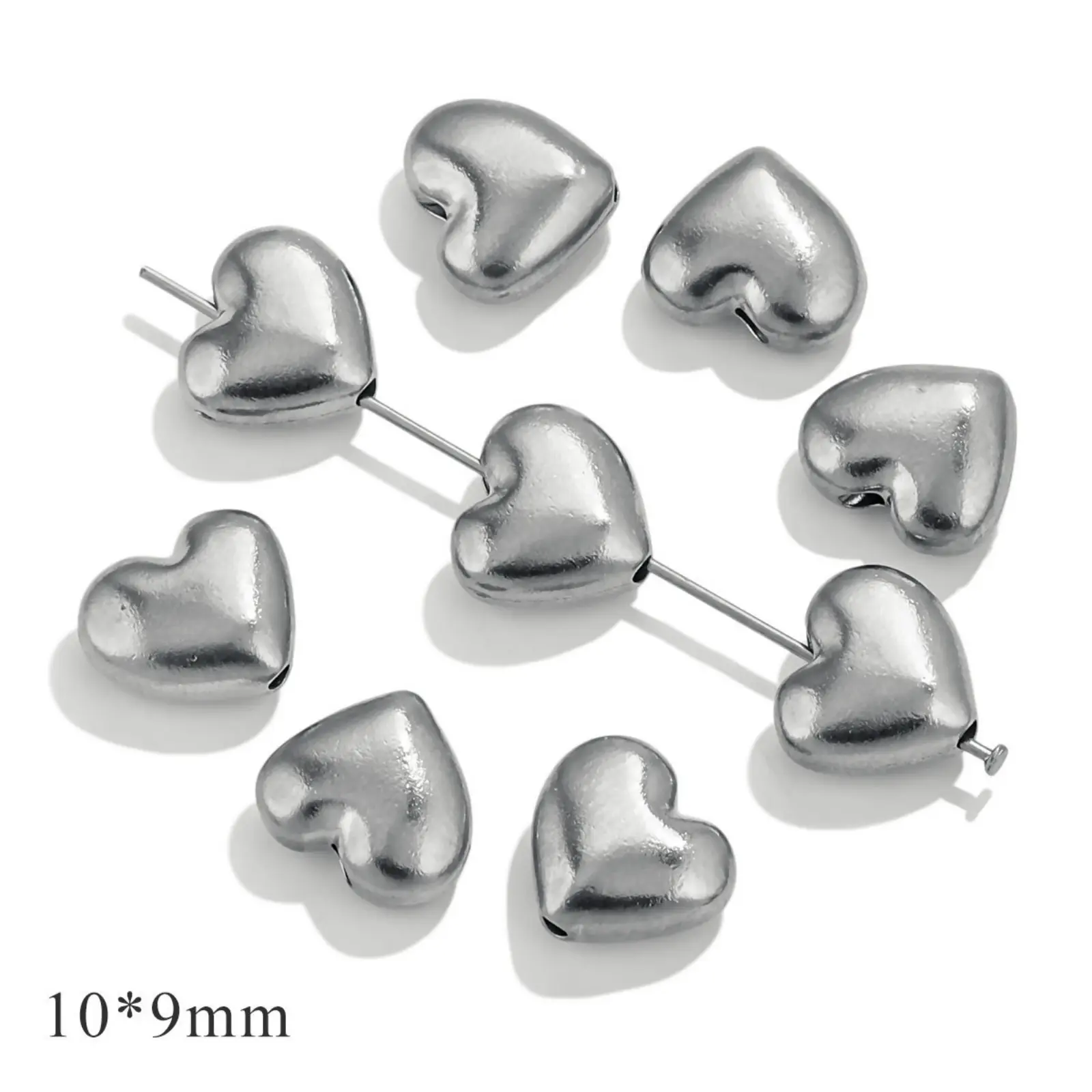 10 Pcs 304 Stainless Steel Valentine's Day Beads  Heart Loose Small Spacer Bead For DIY Braclet Jewelry Making Accessories