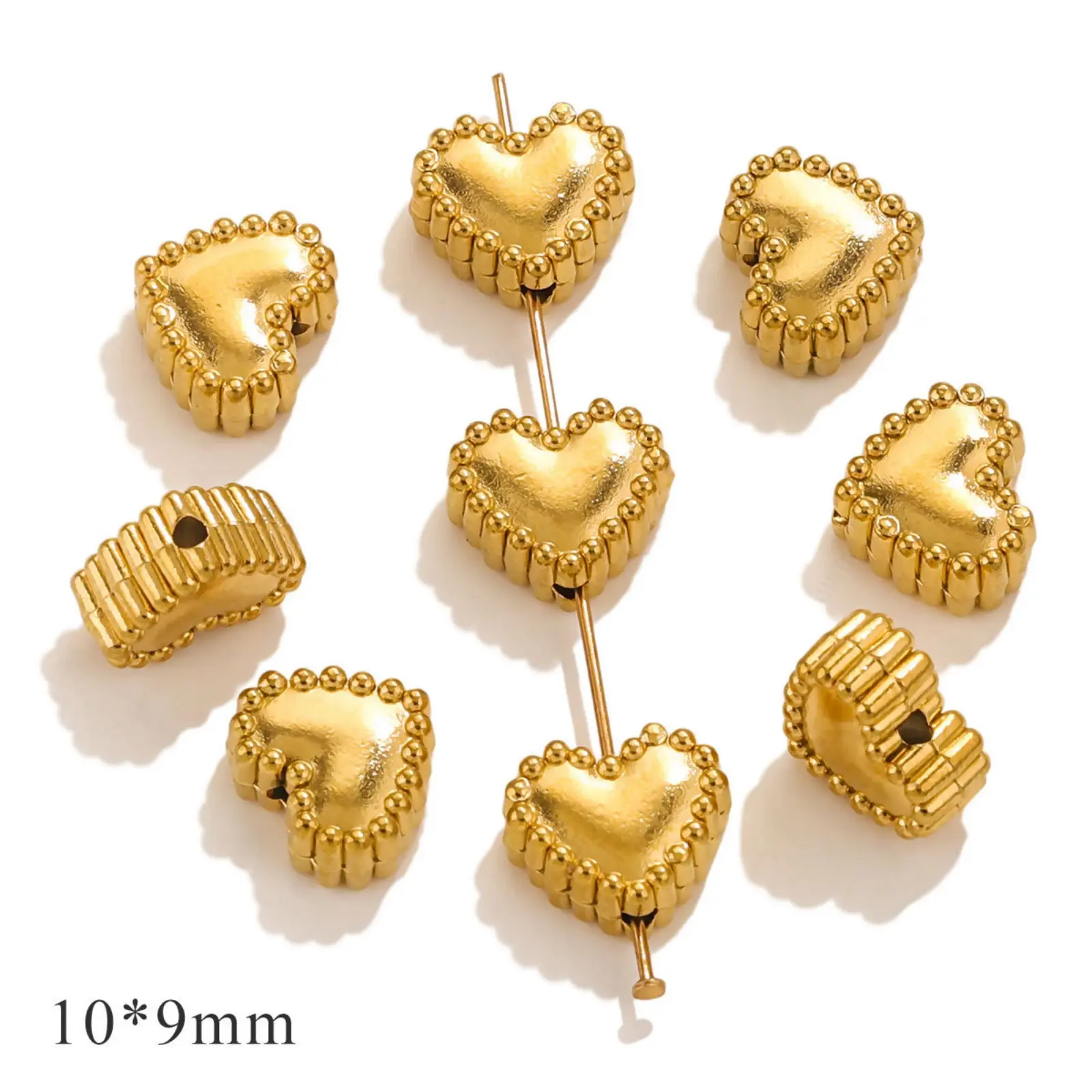 10 Pcs 304 Stainless Steel Valentine's Day Beads  Heart Loose Small Spacer Bead For DIY Braclet Jewelry Making Accessories