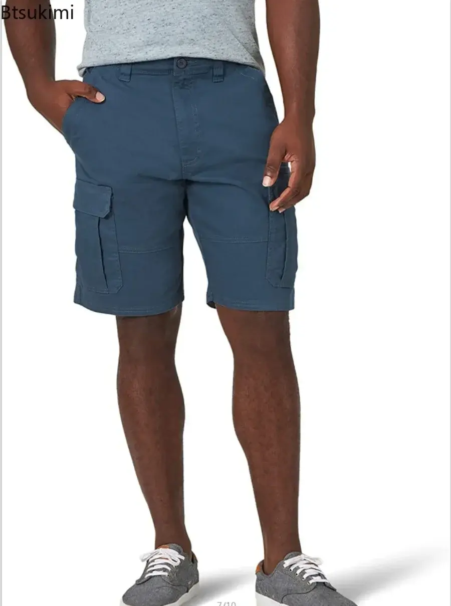 Men's Summer Fashion Casual Tooling Shorts Solid Loose Cotton Multi-pockets Cargo Pants Comfy Beach Sport Short Trousers for Men