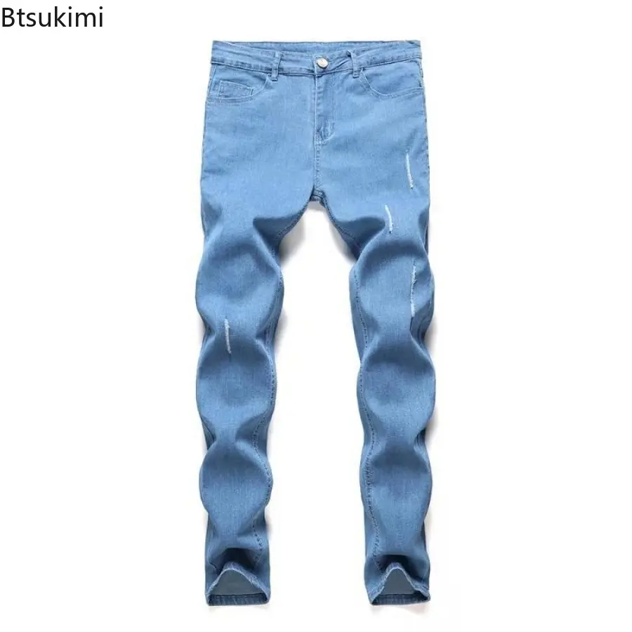2025 High Quality Men's Elastic Slim Fit Jeans Trend Streetwear Men Fashion Comfy Versatile Denim Trousers Vintage Pencil Pants