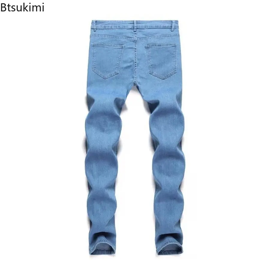 2025 High Quality Men's Elastic Slim Fit Jeans Trend Streetwear Men Fashion Comfy Versatile Denim Trousers Vintage Pencil Pants