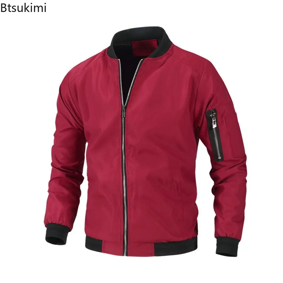 New 2025 Men's Bomer Jackets Trend Stand Collar Patchwork Outdoor Baseball Jacket Oversized Sportwear Coats Casual Tops for Men
