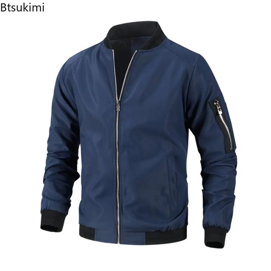 New 2025 Men's Bomer Jackets Trend Stand Collar Patchwork Outdoor Baseball Jacket Oversized Sportwear Coats Casual Tops for Men