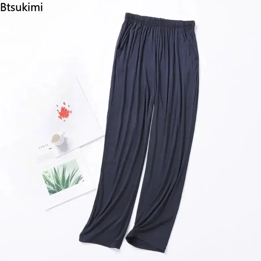 Hot Sale Men's Solid Casual Pajamas Pants Comfort Modal Cotton Sleep Bottoms Men Lounge Sleep Trousers Homewear Pyjama Homme