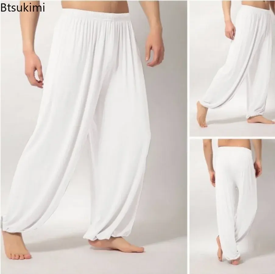 New 2025 Men's Solid Casual Pants Belly Dance Yoga Harem Pants Male Baggy Trousers Slacks Men Fashion Sweatpants Joggers Pants