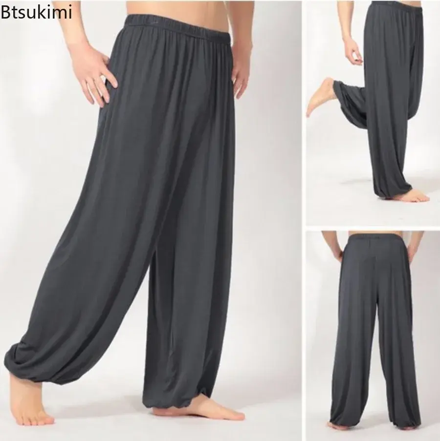 New 2025 Men's Solid Casual Pants Belly Dance Yoga Harem Pants Male Baggy Trousers Slacks Men Fashion Sweatpants Joggers Pants