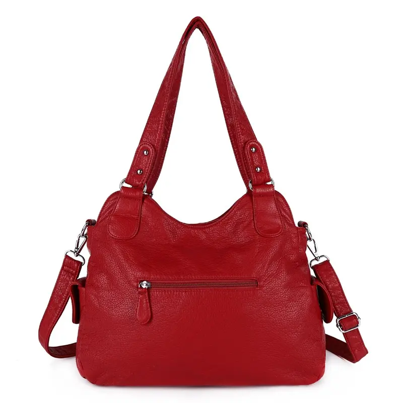  Women Handbags Fashion Shoulder Bag Silver PU Shopper Pack Multipockets Crossbody Bag Ladies Satchel Zipper Hobos