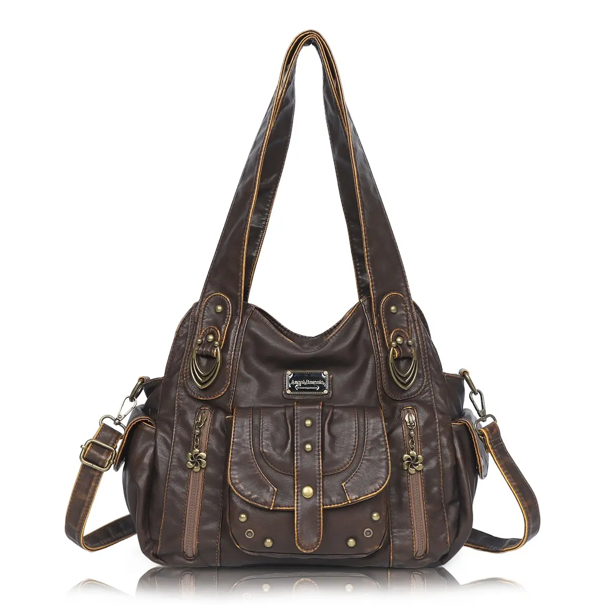  Women's Bag Fashion PU Shoulder Bag Casual Black Hobo Messenger Bag Satchel Large Cell Phone Pocket Purse