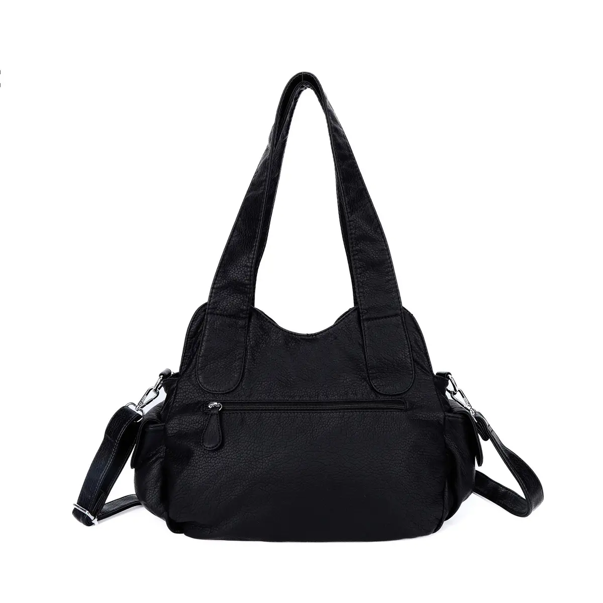  Women's Bag Fashion PU Shoulder Bag Casual Black Hobo Messenger Bag Satchel Large Cell Phone Pocket Purse