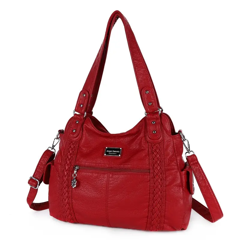  Women Handbags Fashion Shoulder Bag Silver PU Shopper Pack Multipockets Crossbody Bag Ladies Satchel Zipper Hobos