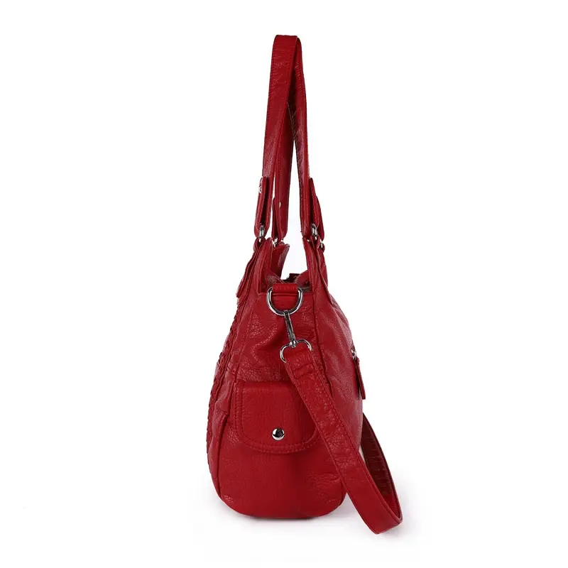  Women Handbags Fashion Shoulder Bag Silver PU Shopper Pack Multipockets Crossbody Bag Ladies Satchel Zipper Hobos