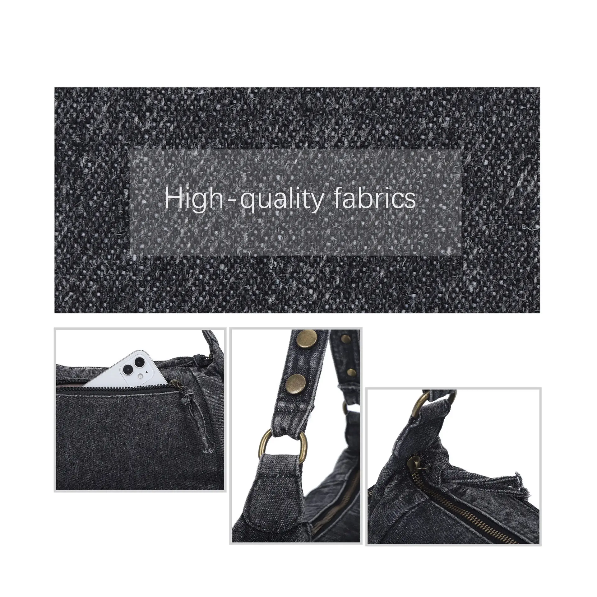 Women Handbags Satchel Top-handle Denim Shoulder Bag Dumpling Pack Give Gifts Fabric Shoulder Bags Phone Money Pack