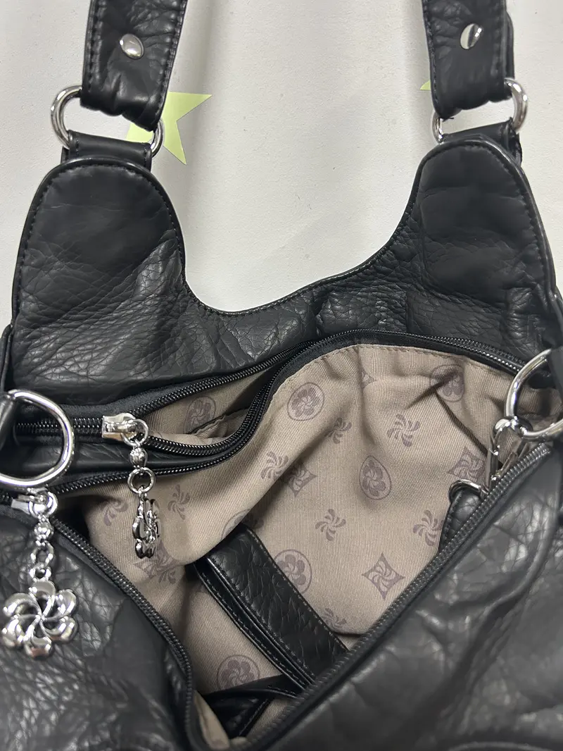  Bag Women Handbags Satchel Top-handle Soft PU Shoulder Bag Fashion Vintage Pack Multi-pockets Dinner Hobos Bag Wellet