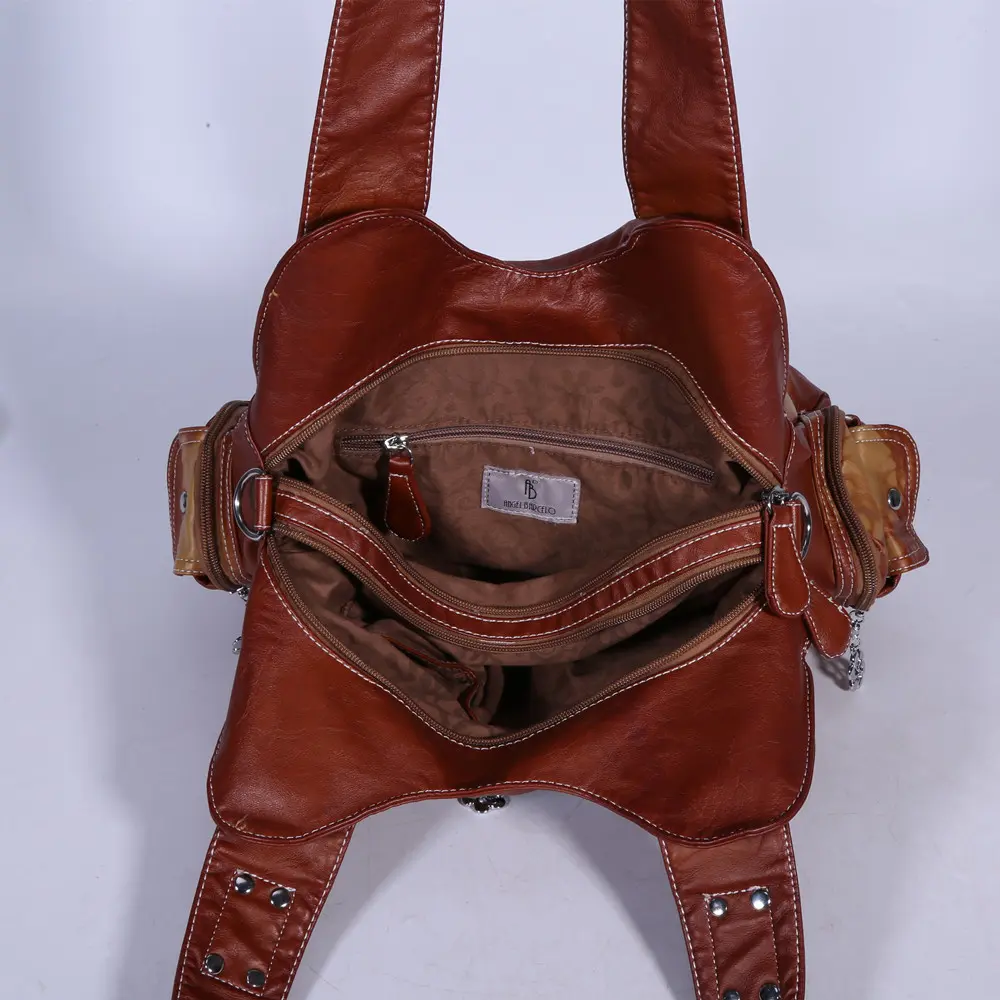 Angel kiss Bag Women PU Shoulder Bag Purple Casual Multiple Pockets Bag Hobo Messenger Shoulder Bag Satchel Large Tote Bag
