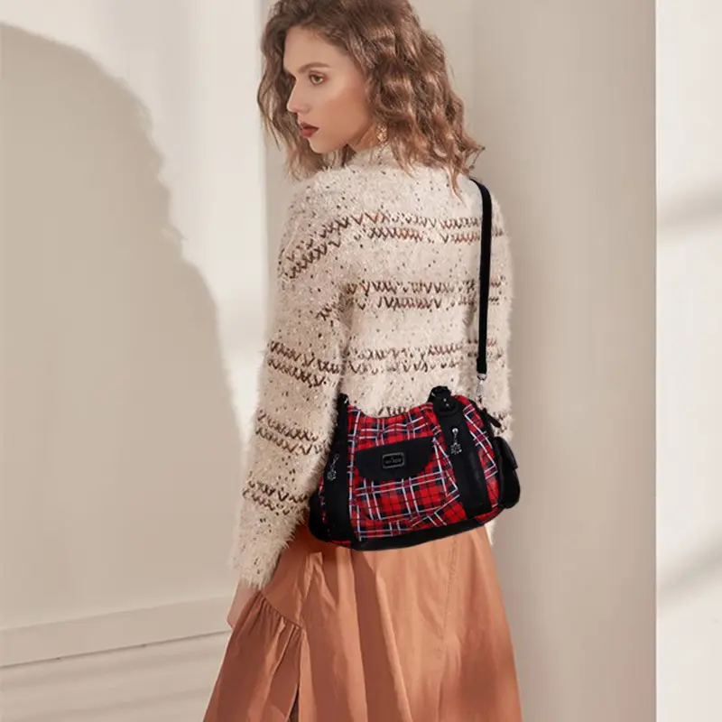  Fashion Women Hand Bag Designers Luxury Handbags Women Plaid Shoulder Bags Female Top-handle Bags Large Purse Hobos