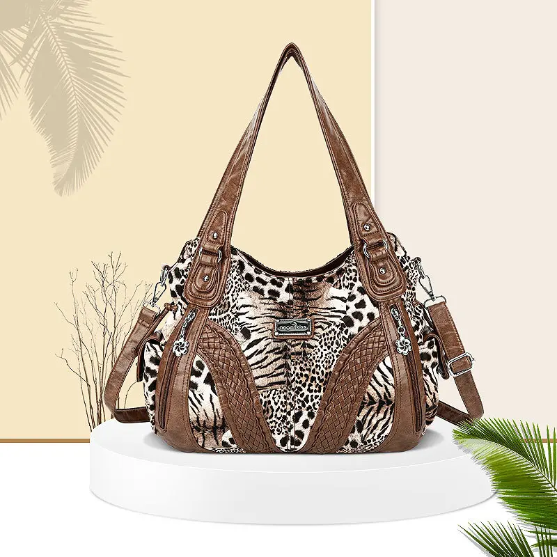  Women Handbags Fashion Black Leopard Shoulder Bag Large Capacity Tote Bag Top-handle Handbag Satchel Shopper Pack
