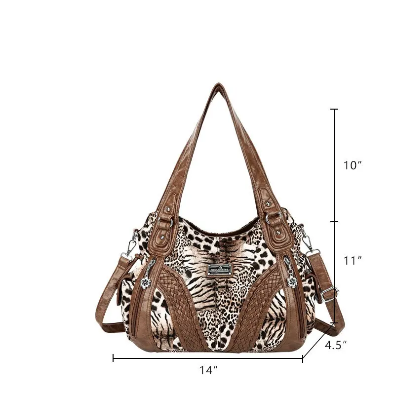  Women Handbags Fashion Black Leopard Shoulder Bag Large Capacity Tote Bag Top-handle Handbag Satchel Shopper Pack