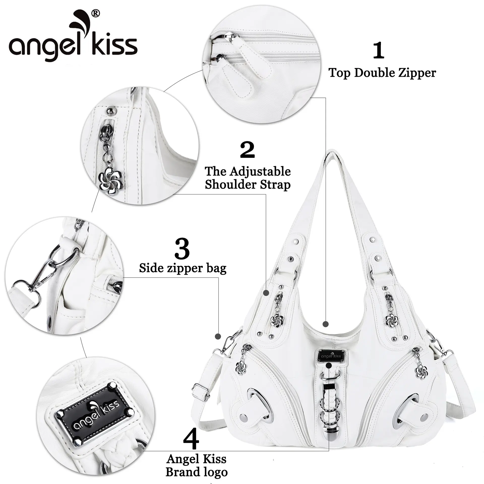 Angel kiss Women Handbags Fashion Shoulder Bag Large Tote Top-handle Shopping Pack Multifunctional Satchel Lady Hobos Purse