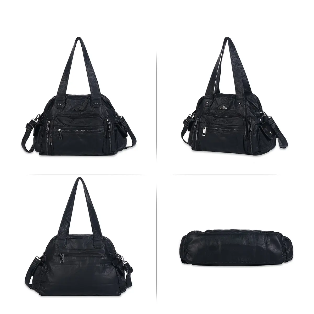 Women Handbags Satchel Top-handle Leopard Handbag Fashion PU Shoulder Bag Dumpling Pack Multi-pockets Shoulder Bags