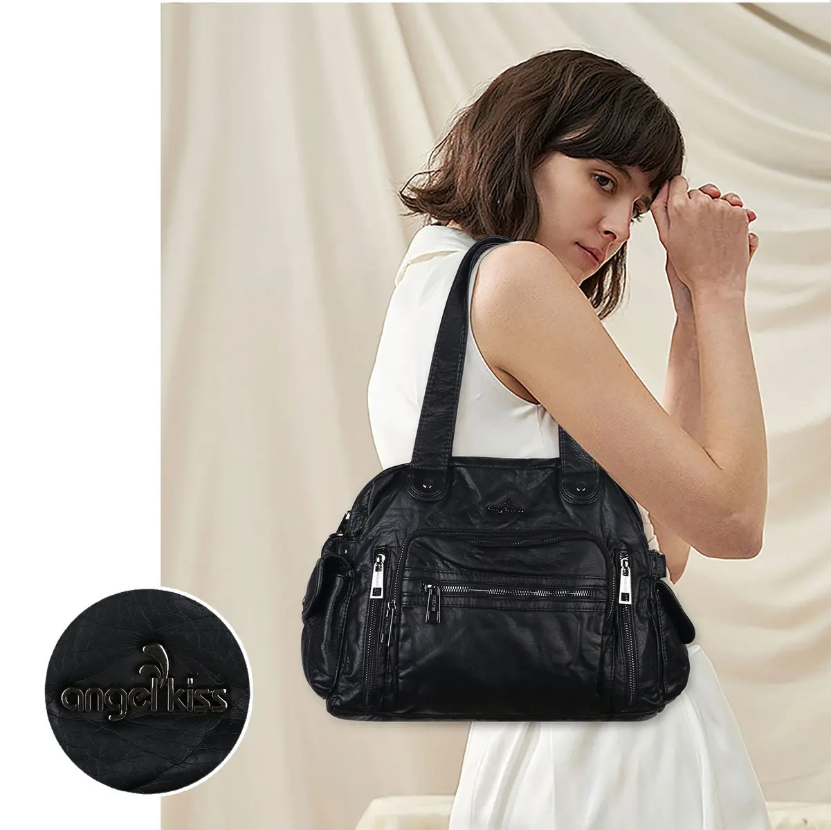 Women Handbags Satchel Top-handle Leopard Handbag Fashion PU Shoulder Bag Dumpling Pack Multi-pockets Shoulder Bags