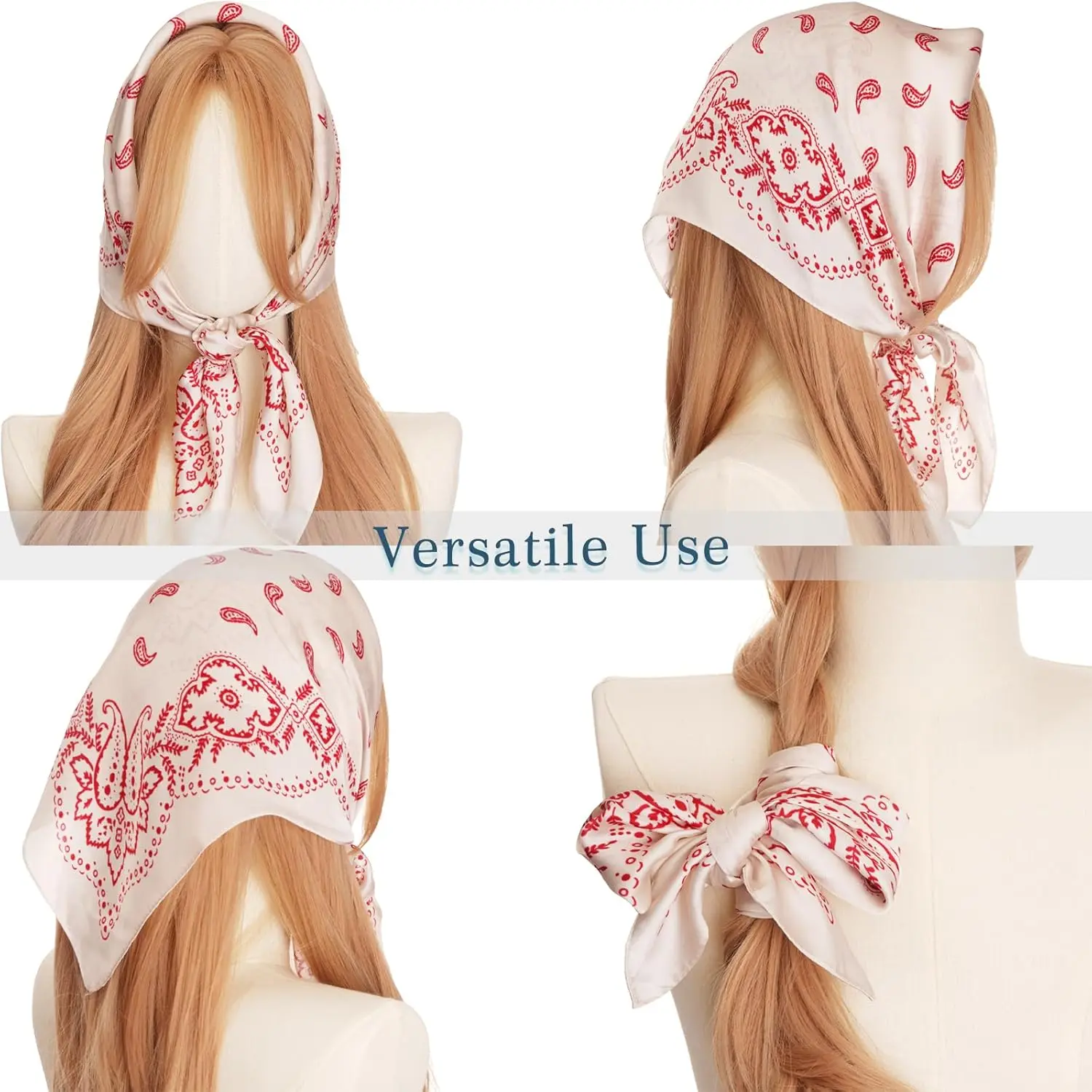 27.5” Satin Fashion Scarf - Silk Like Medium Sqaure Neckerchief Scarf | Silky Head Scarf Bandanas Lightweight