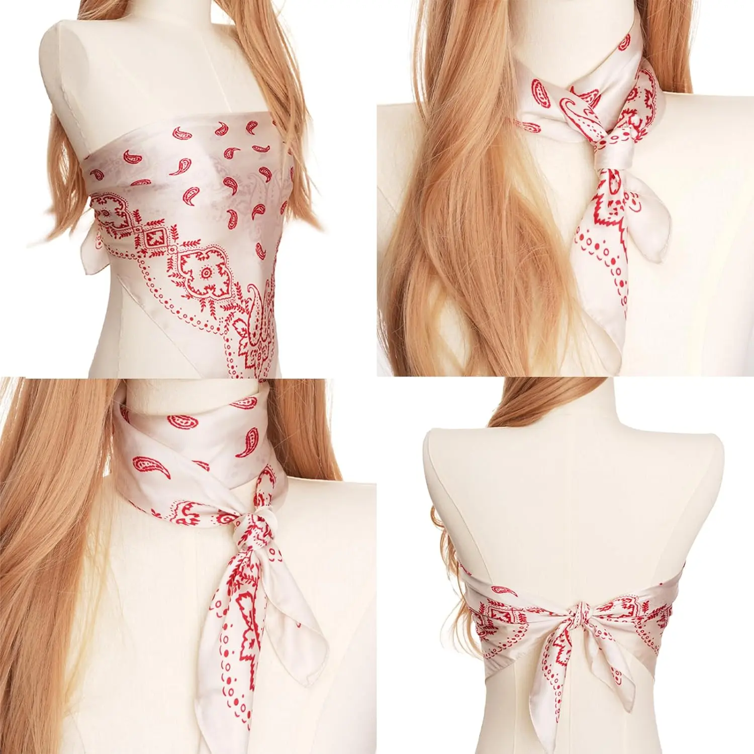 27.5” Satin Fashion Scarf - Silk Like Medium Sqaure Neckerchief Scarf | Silky Head Scarf Bandanas Lightweight
