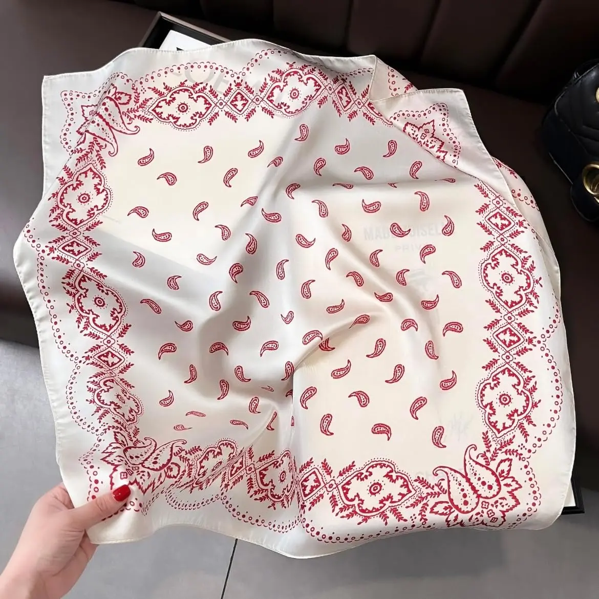 27.5” Satin Fashion Scarf - Silk Like Medium Sqaure Neckerchief Scarf | Silky Head Scarf Bandanas Lightweight