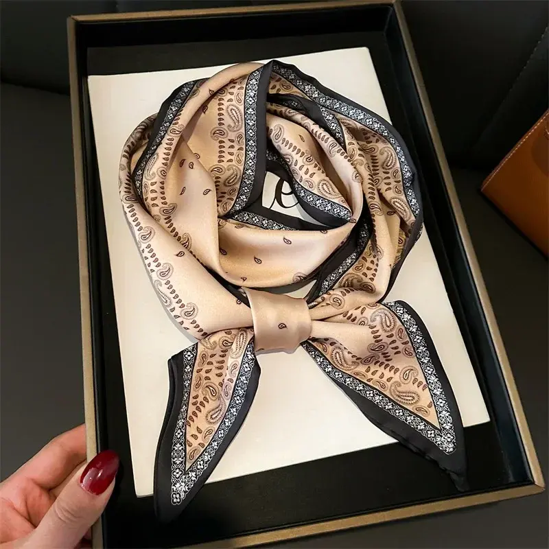 2025 New Scarf Women Fashion Neckerchief Hairband Silk Feeling Lady Handle Bag Ribbon Decoration Ties Long Print Scarves