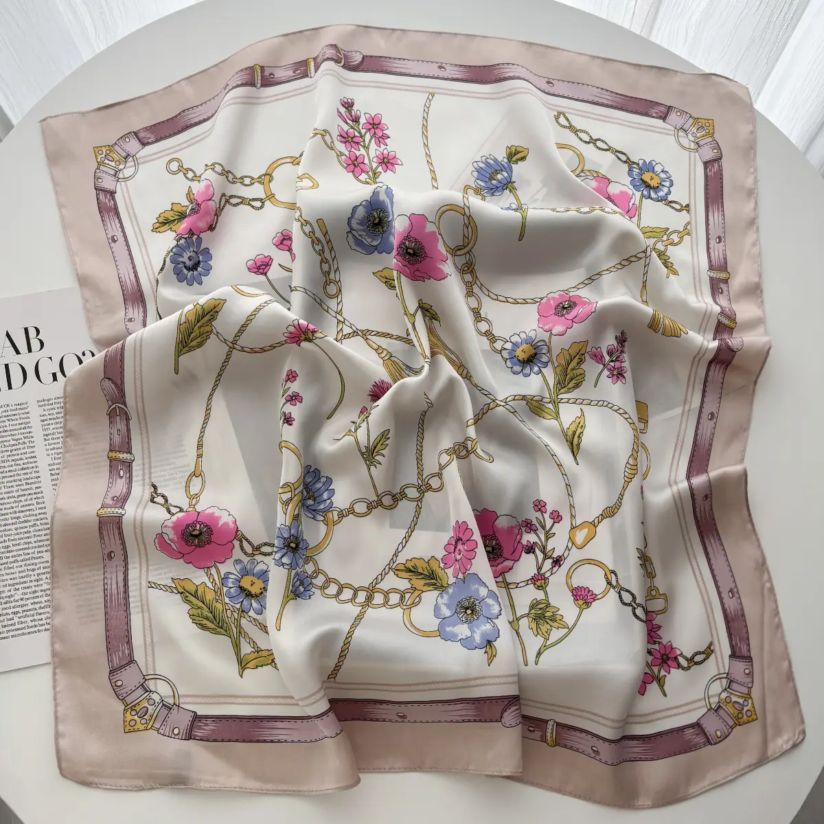 Korean Version Floral Print Square Scarf Women Neck Tie Female Hair Bandana Headkerchief Shawl Wrap Hijab Echarpe