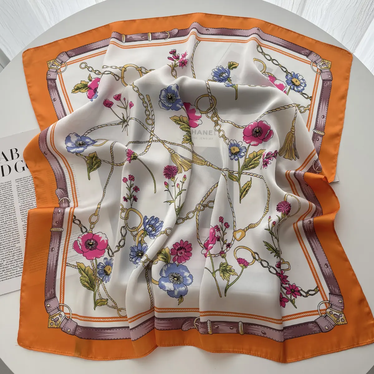 Korean Version Floral Print Square Scarf Women Neck Tie Female Hair Bandana Headkerchief Shawl Wrap Hijab Echarpe