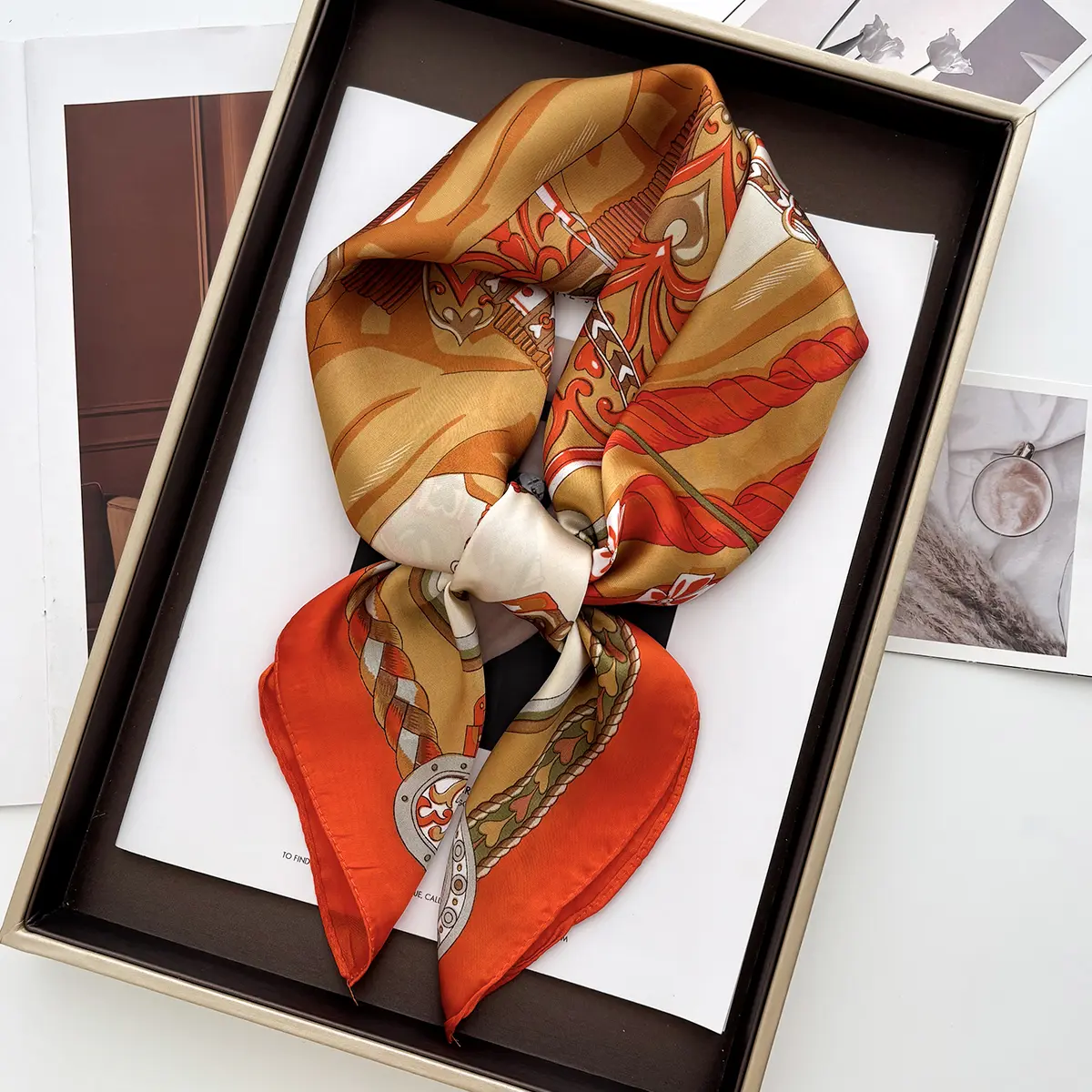 Korean Version Floral Print Square Scarf Women Neck Tie Female Hair Bandana Headkerchief Shawl Wrap Hijab Echarpe