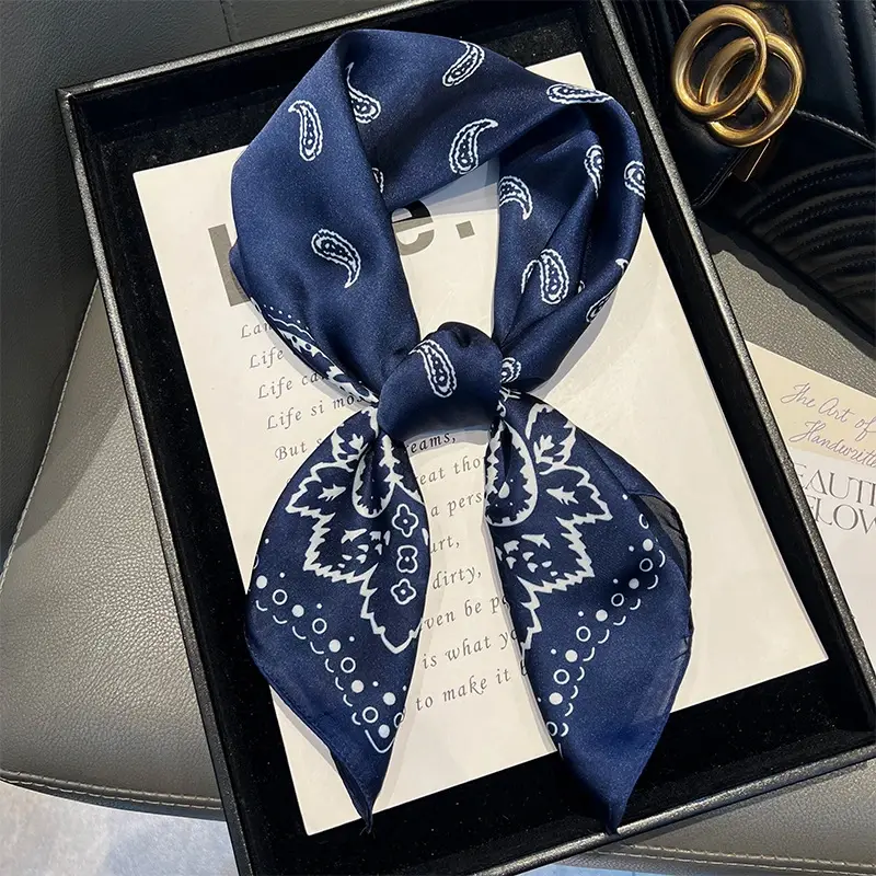 Head Scarf for Women Hair Square Satin Silk Feeling Bnadana Neck Scarf Handbag Accessories
