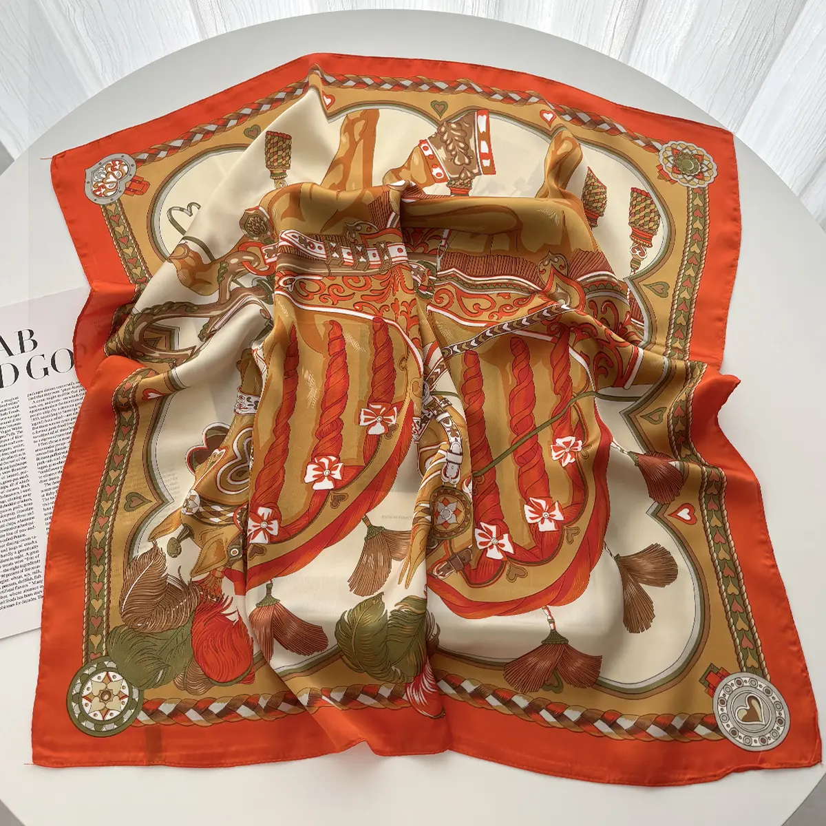 Korean Version Floral Print Square Scarf Women Neck Tie Female Hair Bandana Headkerchief Shawl Wrap Hijab Echarpe