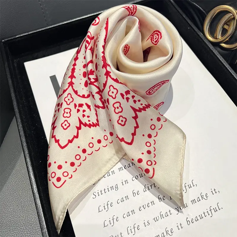 Head Scarf for Women Hair Square Satin Silk Feeling Bnadana Neck Scarf Handbag Accessories