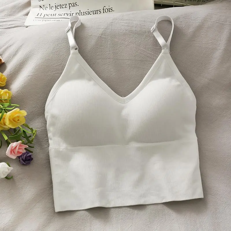 Womens Sports Tops Sexy Tank Top Women Built In Bra Solid Color Camis for Women Crop Top Off Shoulder Sleeveless Camisole
