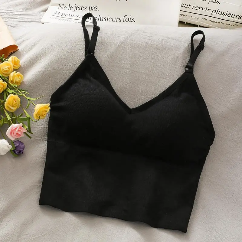 Womens Sports Tops Sexy Tank Top Women Built In Bra Solid Color Camis for Women Crop Top Off Shoulder Sleeveless Camisole