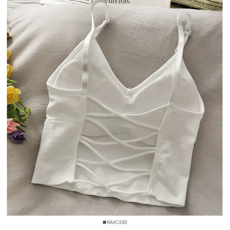Womens Sports Tops Sexy Tank Top Women Built In Bra Solid Color Camis for Women Crop Top Off Shoulder Sleeveless Camisole