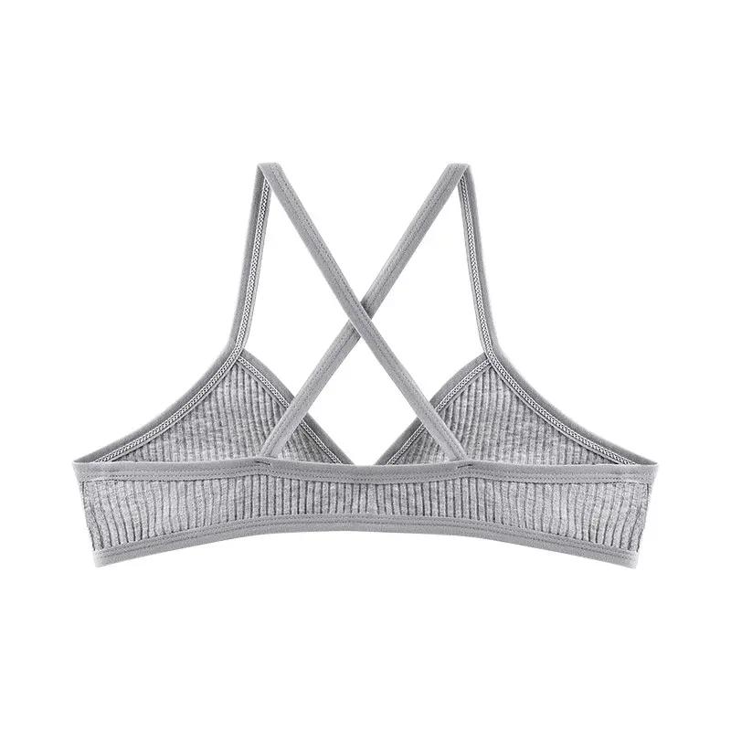 Comfort Cotton Yoga Bras For Women Thin Sport Style Unlined Bralette Sexy Deep V Triangle Cup Cross Beauty Back Bra sujetador