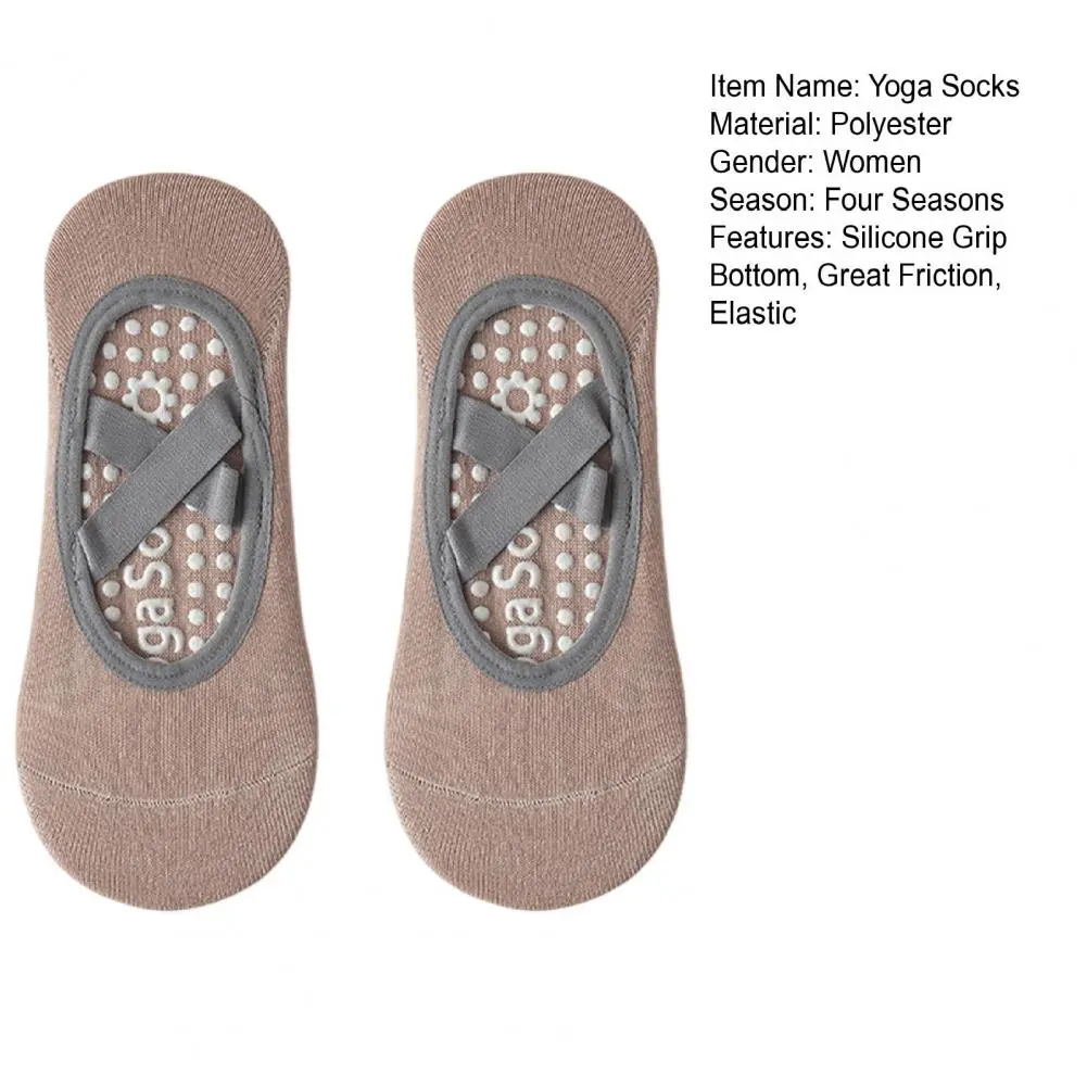 Women Non-slip Dance Socks High Elasticity Yoga Boat Socks with Anti-skid Silicone Grip Bottom for Pilates Dance Practice Sweat