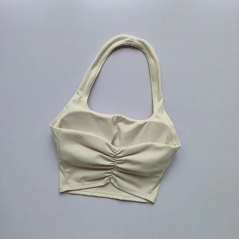 White Halter Tank Top Women's Street Wear 2024 Sleeveless Rib Knit Tank Top Short Female Sexy U-neck Hot Halter Top