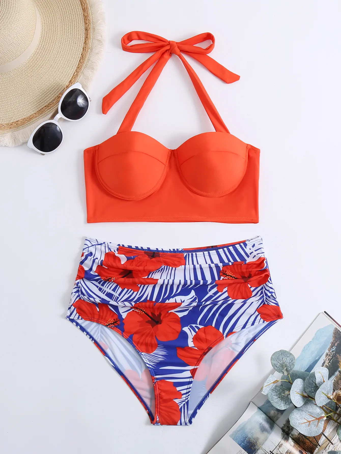 Print Bikini Set Two Piece Swimsuit Sexy Backless Tight Bathing Suit Women Plus Size Swimwear Swim Beach Wear Fashion