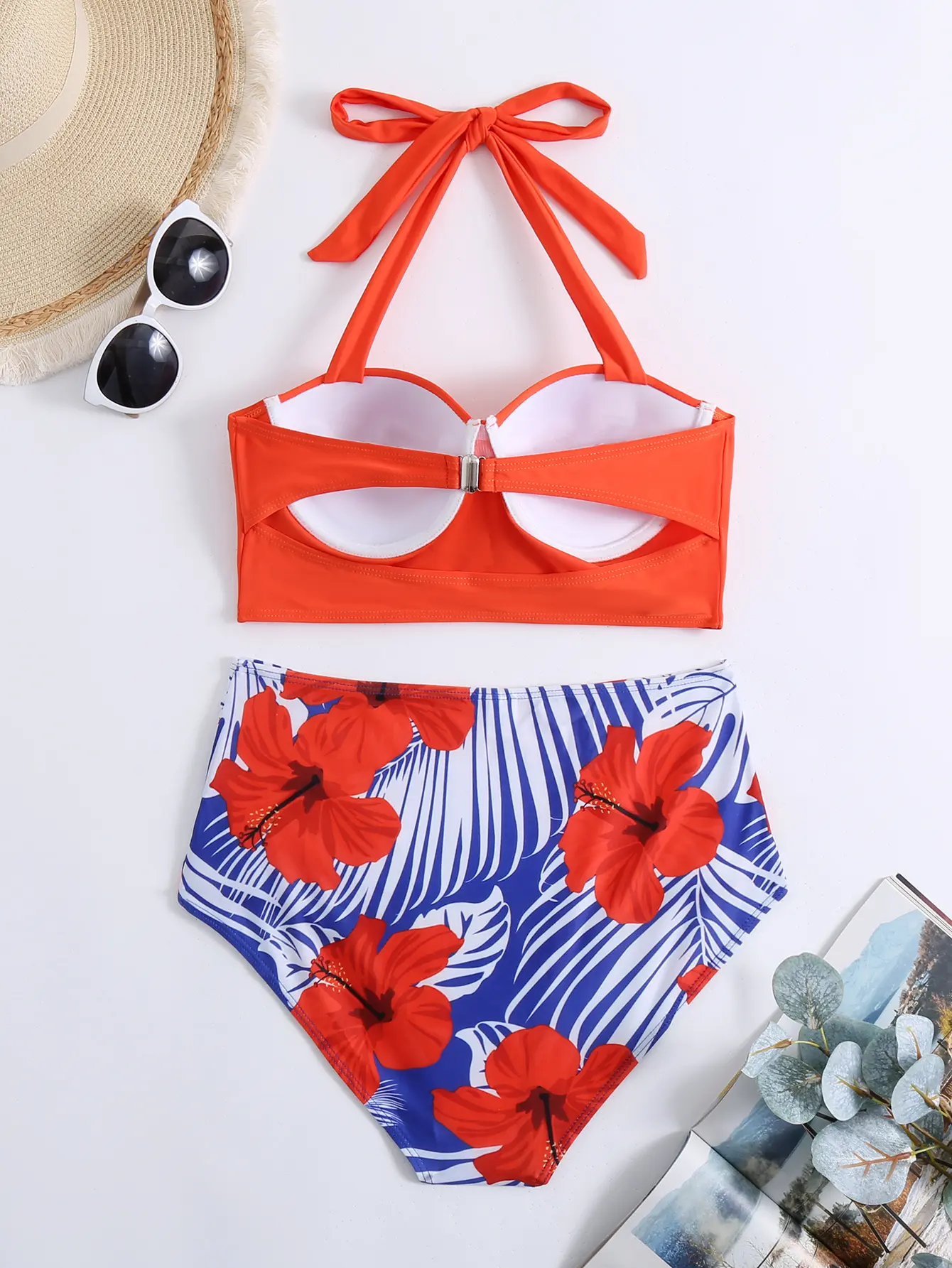 Print Bikini Set Two Piece Swimsuit Sexy Backless Tight Bathing Suit Women Plus Size Swimwear Swim Beach Wear Fashion