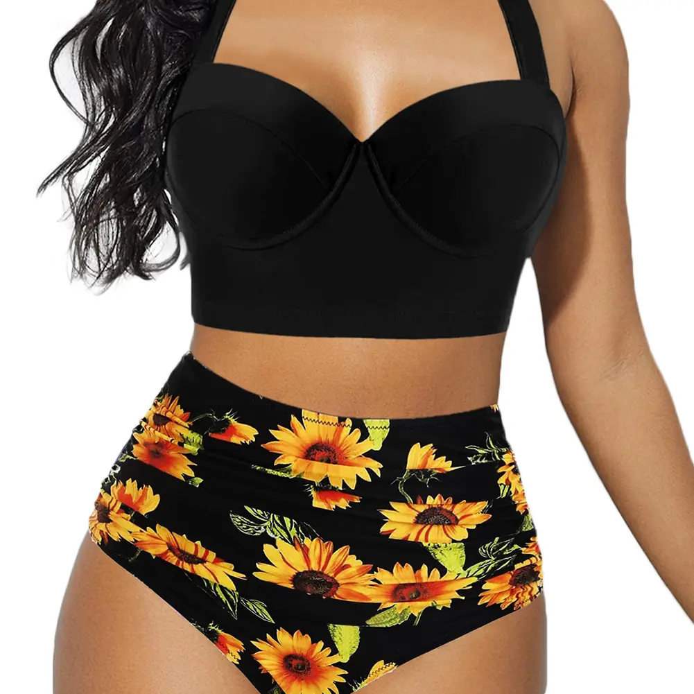 Print Bikini Set Two Piece Swimsuit Sexy Backless Tight Bathing Suit Women Plus Size Swimwear Swim Beach Wear Fashion