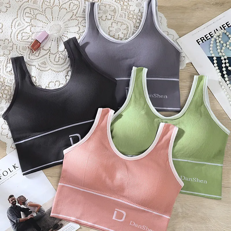 Beautiful Back Women Sports No Steel Ring Bras Student Tube Top Vest Yoga Fitness Running Underwear Plus Size Wrapped Chest