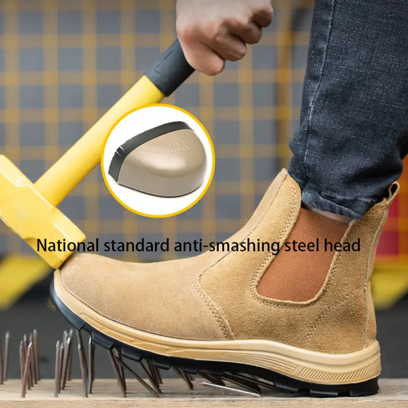 Work Boots Men Indestructible Safety Shoes With Steel Toe Cap Puncture-Proof Male Working Boots Security Protective Sneakers